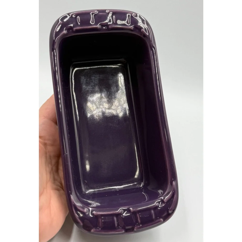 Vintage Longaberger Pottery Woven Traditions Eggplant Purple Small Loaf Pan Dish